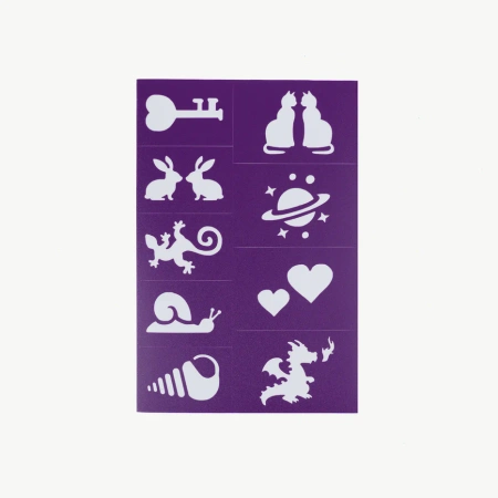 Oh Flossy Oh Flossy, Colourful Face Painting Stencils – Purple Set (6 Sheets)