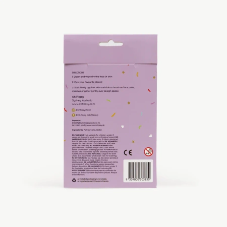 Oh Flossy Oh Flossy, Colourful Face Painting Stencils – Purple Set (6 Sheets)