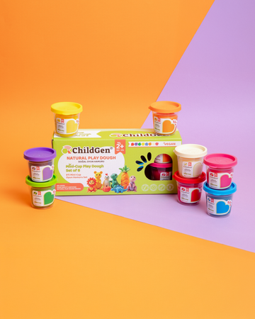 ChildGen, 100% naturalna ciastolina zestaw eco kubków (8 szt.) wegańska, certyfikowana, 2y+
