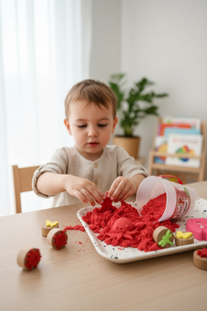 ChildGen, Piasek kinetyczny 100% NATURALNY SKŁAD, opakowanie re-fill uzupełniające 907g, kolor czerwony, pachnący