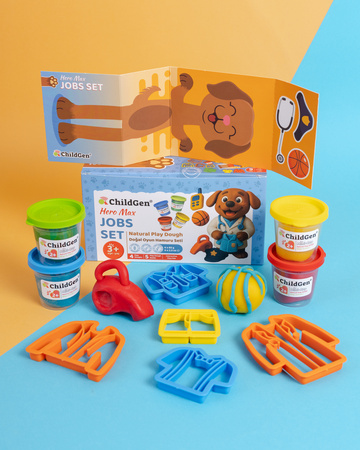 ChildGen, PAW PALS Bohater Max zestaw kreatywny 4 ciastoliny, foremki, mata Zawody - Praca