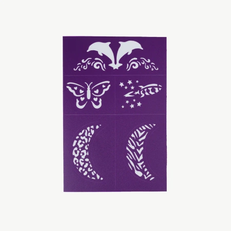 Oh Flossy Oh Flossy, Colourful Face Painting Stencils – Purple Set (6 Sheets)