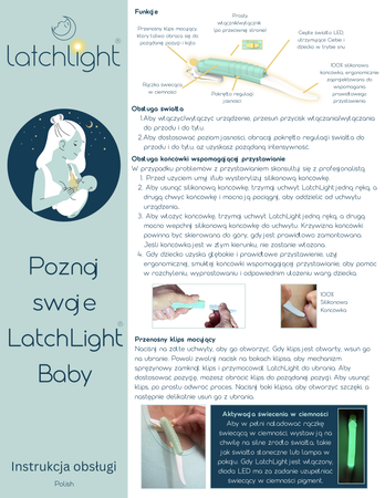 LatchLight, Innowacyjna lampka nocna nie zaburzająca fazy snu, przenośna, z klipsem i światłem kierunkowym