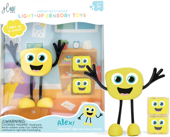 Glo Pals,  Postać do kąpieli Alex - zestaw z dwie kostkami sensorycznymi