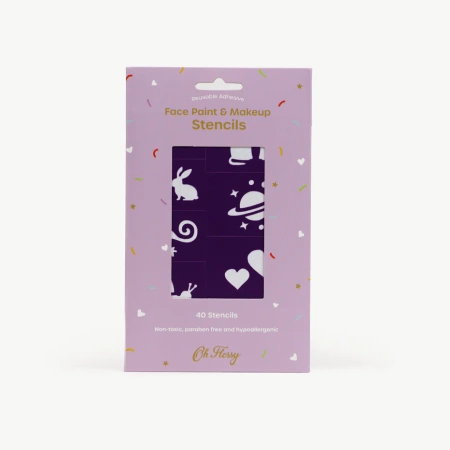 Oh Flossy Oh Flossy, Colourful Face Painting Stencils – Purple Set (6 Sheets)