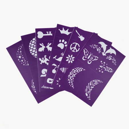 Oh Flossy Oh Flossy, Colourful Face Painting Stencils – Purple Set (6 Sheets)