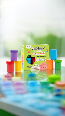 ChildGen, Farby do malowania palcami 6x50 ml - Zestaw - nietoksyczne, łatwo zmywalne