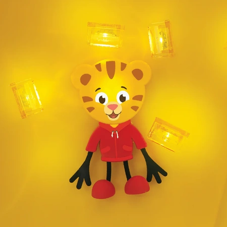 Glo Pals, Postać do kąpieli Tygrysek Daniel - zestaw z dwiema kostkami sensorycznymi świecącymi w wodzie