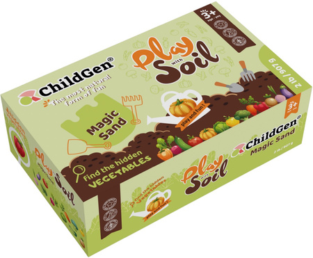 ChildGen, Piasek kinetyczny Mały ogrodnik, gleba z warzywami 100% naturalny, 907g w pojemniku