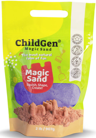 ChildGen, Piasek kinetyczny 100% NATURALNY SKŁAD, opakowanie re-fill uzupełniające 907g, kolor fioletowy, pachnący 