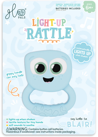 Glo Pals, rattle–teether glowing in the dark, motion-activated – Blair blue