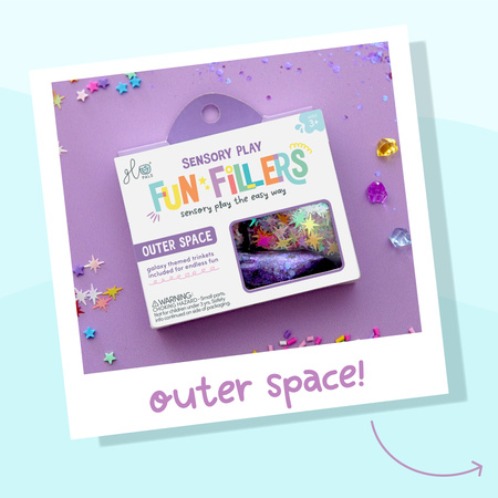 Glo Pals - SPACE Fun Fillers Wkład, figurki, brokaty do słoików, zabaw sensorycznych