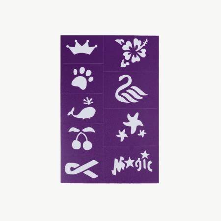 Oh Flossy Oh Flossy, Colourful Face Painting Stencils – Purple Set (6 Sheets)