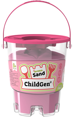 ChildGen, Piasek kinetyczny z foremką, 100% naturalny, 500g, kolor RÓŻOWY, zapach brzoskwiniowy