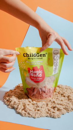 ChildGen, Piasek kinetyczny, 100% NATURALNY SKŁAD, opakowanie re-fill uzupełniające 907g, zapach brzoskwiniowy