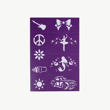 Oh Flossy Oh Flossy, Colourful Face Painting Stencils – Purple Set (6 Sheets)
