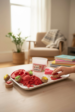 ChildGen, Piasek kinetyczny 100% NATURALNY SKŁAD, opakowanie re-fill uzupełniające 907g, kolor czerwony, pachnący