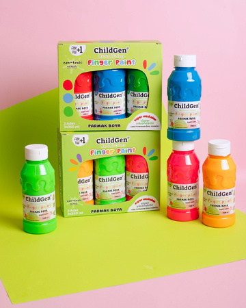 ChildGen Washable Finger Paint 3x 350ml- NEON- ORANGE-GREEN-PINK