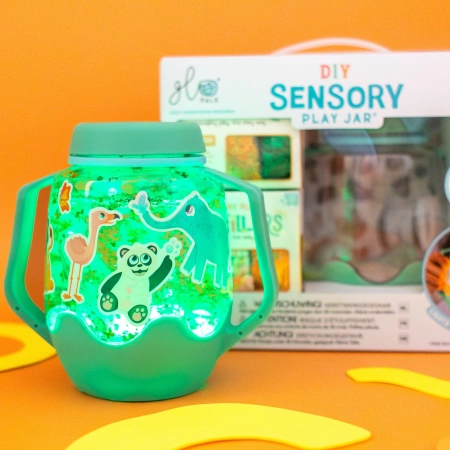 Glo Pals, ZOO Sensory Set, Sensory Jar with Magical Fillers and Stickers