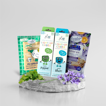 Ideal Duo HEALTHY SLEEP Glo Pals cubes x2 + Breathe Easy bath salt sachet and Sleep Well liquid from Dresdner Essenz