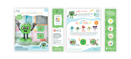 Glo Pals, OUTLET Postać do kąpieli Pippa - zestaw z dwiema kostkami sensorycznymi świecącymi w wodzie