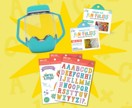 Glo Pals, ABC Sensory Set, Sensory Jar with Magical Fillers and Stickers
