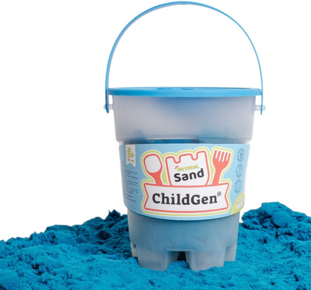 ChildGen, Piasek kinetyczny z foremką, 100% naturalny, 500g, kolor NIEBIESKI
