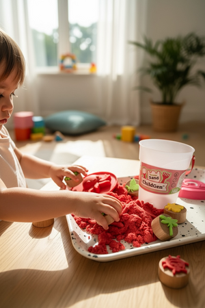 ChildGen, Piasek kinetyczny 100% NATURALNY SKŁAD, opakowanie re-fill uzupełniające 907g, kolor czerwony, pachnący