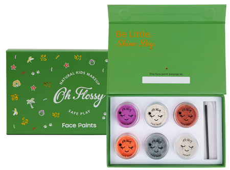 Oh Flossy, Wild Wonders Kids Face Paint Set with Glitter, Bio Glitter, Plant-Based Formula