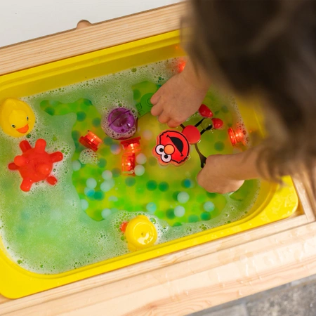 Glo Pals, OUTLET Postać do kąpieli Elmo - zestaw z dwiema kostkami sensorycznymi świecącymi w wodzie