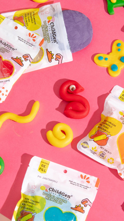 ChildGen, Natural Playdough for Fun, BASIC COLORS, Eco-Pack 6 pcs. Re-Fill Play Dough