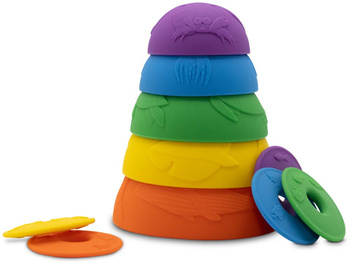 Jellystone, Silikonowe kubeczki, miseczki do układania i do wody z tonącymi dyskami Cups Rainbow, Tęcza