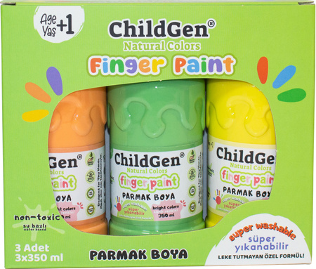 ChildGen Washable Finger Paint 3x 350ml- PASTEL