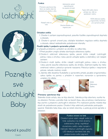 LatchLight, Innowacyjna lampka nocna nie zaburzająca fazy snu, przenośna, z klipsem i światłem kierunkowym