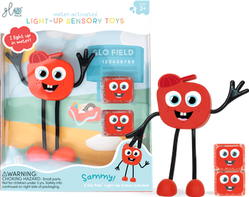 OUTLET Glo Pals, Postać do kąpieli Sammy - zestaw z dwiema kostkami sensorycznymi świecącymi w wodzie