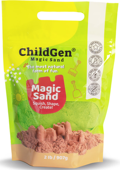 ChildGen, Piasek kinetyczny, 100% NATURALNY SKŁAD, opakowanie re-fill uzupełniające 907g, kolor zielony